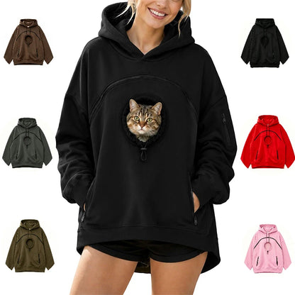 Pet Pouch Hoodie Cat Hoodie Big Size With Pouch Pull Pocket For Dogs Hoodies Front Cats Dogs Carrier Sweatshirts Side Zip Pocket