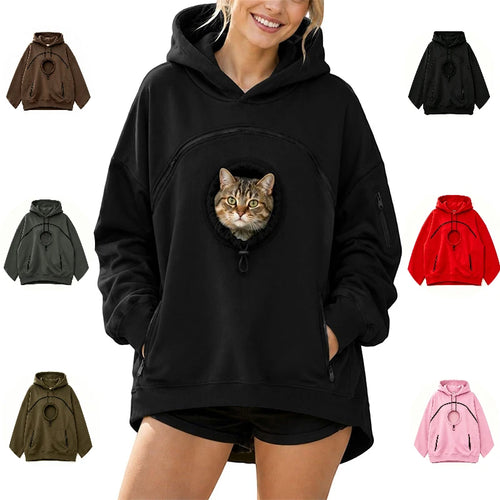 Pet Pouch Hoodie Cat Hoodie Big Size With Pouch Pull Pocket For Dogs Hoodies Front Cats Dogs Carrier Sweatshirts Side Zip Pocket