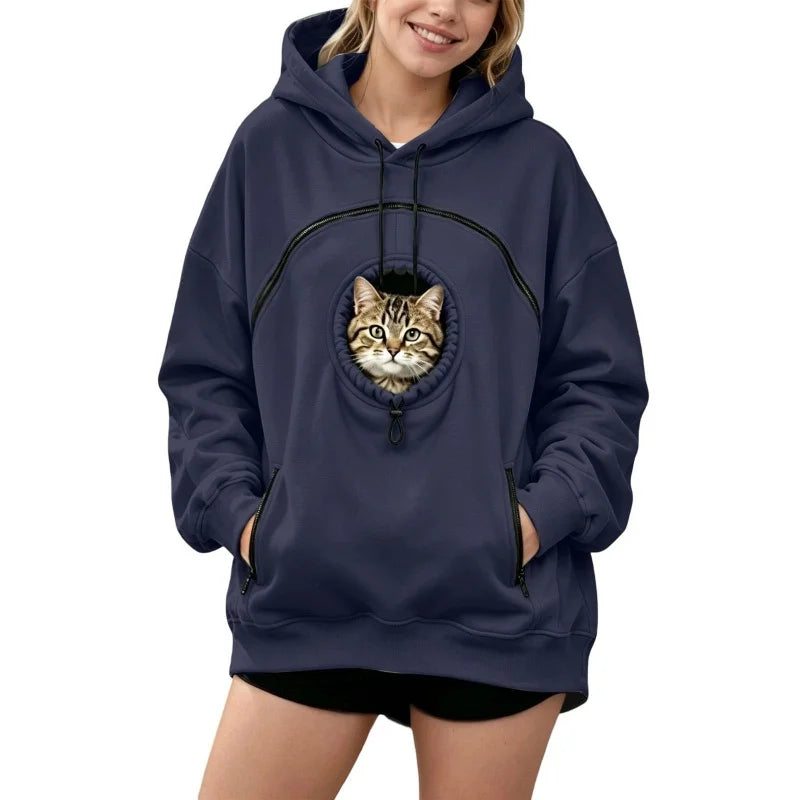 Pet Pouch Hoodie Cat Hoodie Big Size With Pouch Pull Pocket For Dogs Hoodies Front Cats Dogs Carrier Sweatshirts Side Zip Pocket