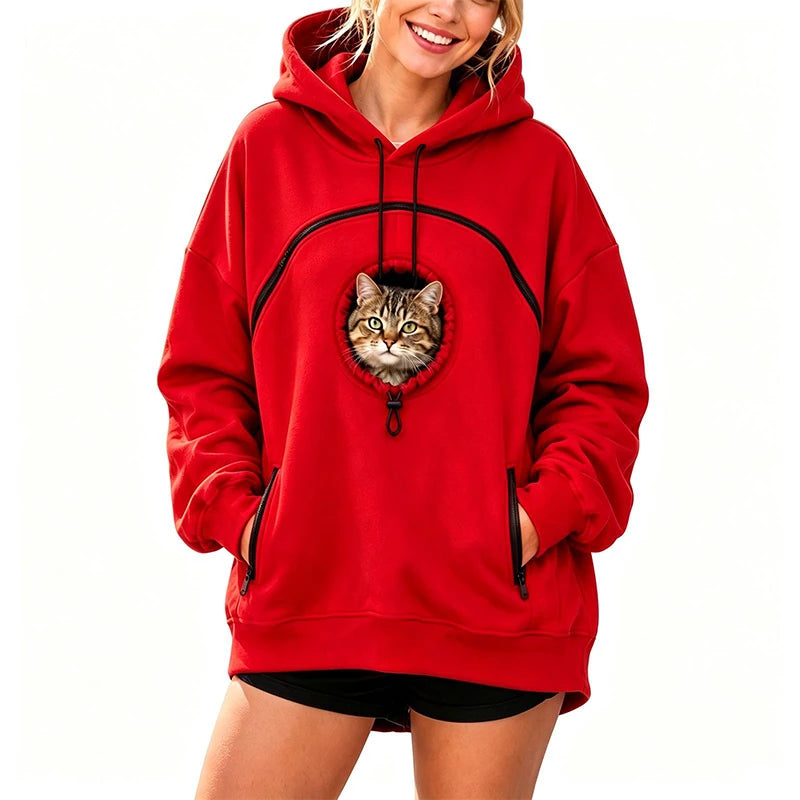 Pet Pouch Hoodie Cat Hoodie Big Size With Pouch Pull Pocket For Dogs Hoodies Front Cats Dogs Carrier Sweatshirts Side Zip Pocket