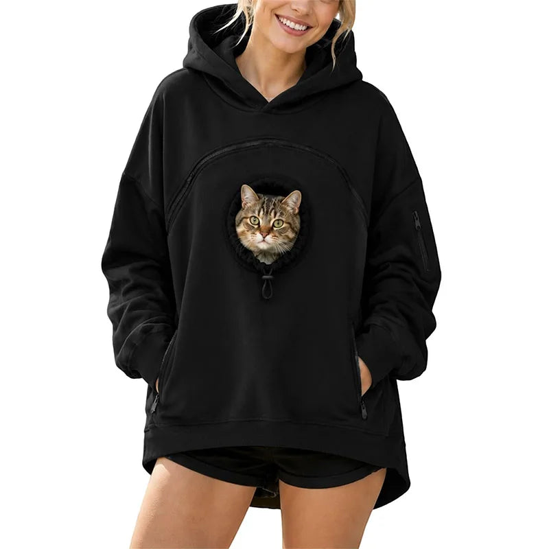 Pet Pouch Hoodie Cat Hoodie Big Size With Pouch Pull Pocket For Dogs Hoodies Front Cats Dogs Carrier Sweatshirts Side Zip Pocket