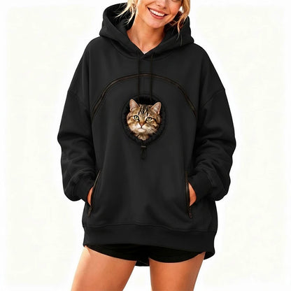 Pet Pouch Hoodie Cat Hoodie Big Size With Pouch Pull Pocket For Dogs Hoodies Front Cats Dogs Carrier Sweatshirts Side Zip Pocket