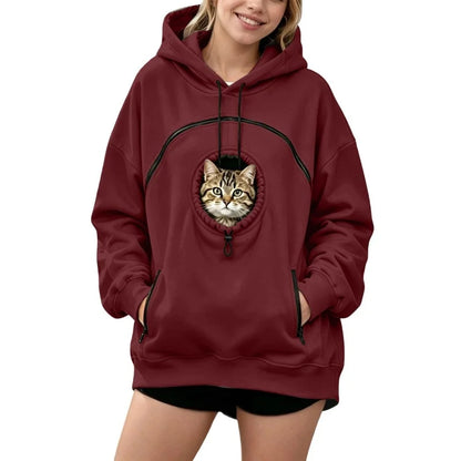 Pet Pouch Hoodie Cat Hoodie Big Size With Pouch Pull Pocket For Dogs Hoodies Front Cats Dogs Carrier Sweatshirts Side Zip Pocket