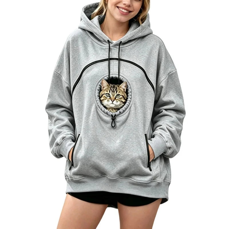 Pet Pouch Hoodie Cat Hoodie Big Size With Pouch Pull Pocket For Dogs Hoodies Front Cats Dogs Carrier Sweatshirts Side Zip Pocket