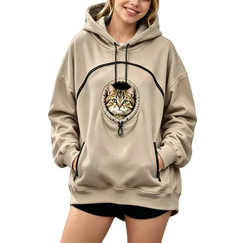 Pet Pouch Hoodie Cat Hoodie Big Size With Pouch Pull Pocket For Dogs Hoodies Front Cats Dogs Carrier Sweatshirts Side Zip Pocket