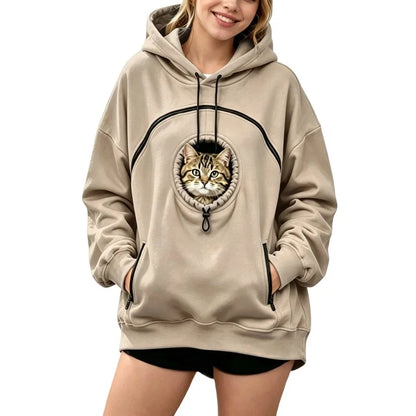 Pet Pouch Hoodie Cat Hoodie Big Size With Pouch Pull Pocket For Dogs Hoodies Front Cats Dogs Carrier Sweatshirts Side Zip Pocket