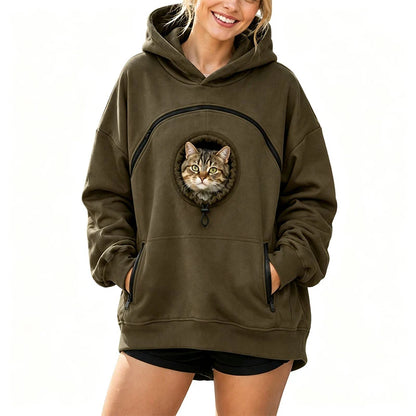Pet Pouch Hoodie Cat Hoodie Big Size With Pouch Pull Pocket For Dogs Hoodies Front Cats Dogs Carrier Sweatshirts Side Zip Pocket