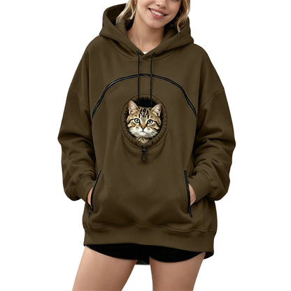 Pet Pouch Hoodie Cat Hoodie Big Size With Pouch Pull Pocket For Dogs Hoodies Front Cats Dogs Carrier Sweatshirts Side Zip Pocket