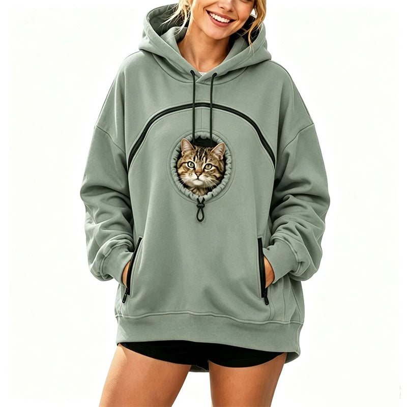 Pet Pouch Hoodie Cat Hoodie Big Size With Pouch Pull Pocket For Dogs Hoodies Front Cats Dogs Carrier Sweatshirts Side Zip Pocket